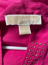 Load image into Gallery viewer, Michael Kors Womens Pink Embellished Long Sleeve Split Neck Tunic Top Size Large
