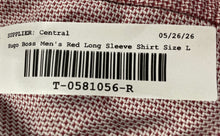 Load image into Gallery viewer, Hugo Boss Mens Red Printed Cotton Long Sleeve Casual Fit Dress Shirt Size L

