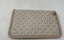 Load image into Gallery viewer, Michael Kors Womens Beige Pink Signature Print Flap Wristlet Wallet
