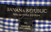 Load image into Gallery viewer, Banana Republic Mens Blue White Gingham Long Sleeve Button-Up Shirt Size Small
