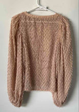 Load image into Gallery viewer, Zara Womens Pink Long Balloon Sleeve Collarless Pullover Blouse Top Size Medium
