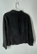 Load image into Gallery viewer, Brandon Thomas Womens Black Leather Notch Lapel Three-Button Blazer Size XL
