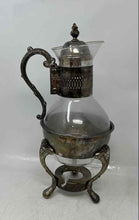 Load image into Gallery viewer, Silver Color Glass Jar Coffee Tea Carafe Pot With Warming Stand Base
