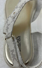 Load image into Gallery viewer, Michael Kors Girls Gold Tone Signature Print Flat Thong Sandals Size 3
