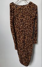 Load image into Gallery viewer, Michael Kors Womens Brown Leopard Print Long Sleeve Cowl Neck Mini Dress Size P
