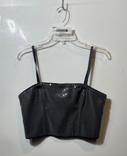 Load image into Gallery viewer, Guess Womens Gray Sleeveless Classic Sequin Bustier Cropped Blouse Top Size M
