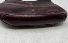 Load image into Gallery viewer, Jones New York Womens Dark Burgundy Leather Shoulder Strap Zip Top Hobo Bag
