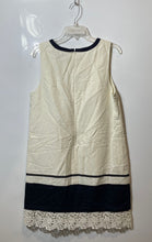Load image into Gallery viewer, Ann Taylor Loft Womens White Blue Floral Lace Hem Short A-Line Dress Size 10
