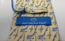 Load image into Gallery viewer, Southern Tide Mens Yellow Printed Keeper Loop Adjustable Designer Tie With Tags
