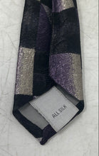 Load image into Gallery viewer, Pierre Cardin Mens Black Purple Check Silk Adjustable Pointed Tie One Size
