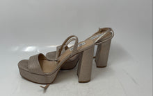 Load image into Gallery viewer, Steve Madden Womens Lessa Beige Glitter Block Heel Platform Sandals Size 9.5
