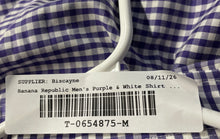 Load image into Gallery viewer, Banana Republic Mens Purple White Gingham Hi-Dri Slim Fit Button-Up Shirt Size L
