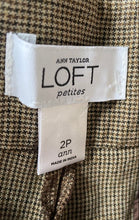 Load image into Gallery viewer, Ann Taylor Loft Womens Brown Houndstooth Flat Front Wide-Leg Dress Pants Size 2P
