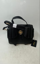 Load image into Gallery viewer, Crossi Womens Black Leather Bow Detachable Crossbody Strap Satchel Bag With Tag
