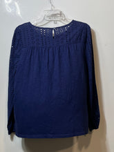 Load image into Gallery viewer, St. John's Bay Womens Blue Long Sleeve Collarless Back Button Blouse Top Size L

