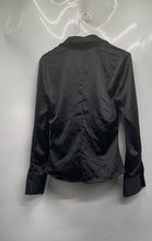 Load image into Gallery viewer, Zara Womens Black Ruched Long Sleeve Collared Blouse Top Size Medium
