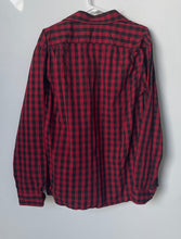 Load image into Gallery viewer, Tommy Hilfiger Mens Red And Black Long Sleeve Point Collar Dress Shirt Size XL
