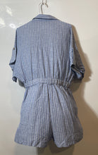 Load image into Gallery viewer, Zara Womens Blue White Striped Short Sleeve Regular Fit One-Piece Romper Size XL
