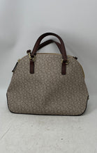 Load image into Gallery viewer, Calvin Klein Womens Beige Brown Monogram Inner Pockets Dome Satchel Bag Purse
