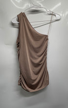 Load image into Gallery viewer, Express Womens Brown Ruched One Shoulder Sleeveless Pullover Blouse Top Size M
