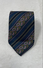 Load image into Gallery viewer, Pierre Cardin Mens Blue Striped Paisley Print Silk Adjustable Designer Tie
