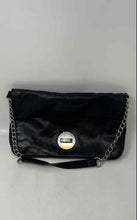 Load image into Gallery viewer, Audrey Brooke Womens Dark Blue Leather Chain Strap Flap Shoulder Bag
