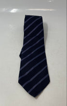 Load image into Gallery viewer, Italian Fabric Mens Purple Striped Keeper Loop Adjustable Pointed Tie
