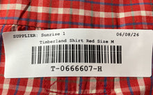 Load image into Gallery viewer, Timberland Mens Red Plaid Cotton Short Sleeve Collared Button-Up Shirt Size M
