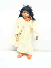Load image into Gallery viewer, Curly Black Hair Brown Open Eyes Collectible Porcelain Fashion Doll
