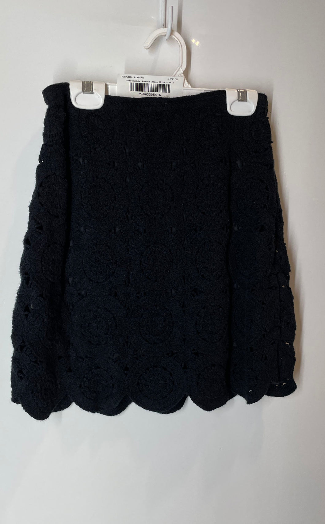 Abercrombie & Fitch Womens Black Crochet Scalloped Hem A-Line Skirt Size S