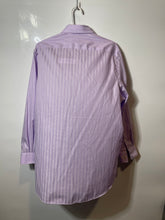 Load image into Gallery viewer, Michael Kors Mens Purple Striped Long Sleeve Collared Non-Iron Dress Shirt Sz 16
