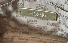 Load image into Gallery viewer, Michael Kors Womens Gold Signature Print Leather Outer Pocket Wristlet Wallet
