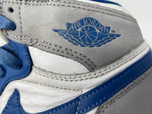 Load image into Gallery viewer, Authentic Nike Boys Air Jordan 1 Retro High OG White Blue Sneakers Shoes Size 6Y
