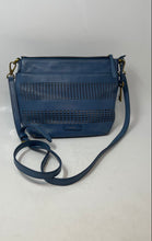 Load image into Gallery viewer, Fossil Womens Blue Leather Detachable Shoulder Strap Zip Top Lined Crossbody Bag

