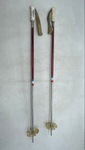 Load image into Gallery viewer, Set Of 2 Pcs Vintage Kerma Red Downhill Ski Poles With Leather Wrist Straps
