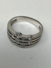 Load image into Gallery viewer, Women's Silver Tone Ring Size 8. With White Stones.
