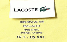 Load image into Gallery viewer, Lacoste Mens Yellow Cotton Regular Fit Short Sleeve Pullover T-Shirt Size XXL
