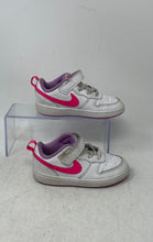 Load image into Gallery viewer, Nike Kids Court Borough 2 BQ5453-111 White Pink Hook &amp; Loop Sneaker Shoes Sz 10C
