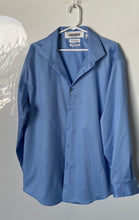 Load image into Gallery viewer, Calvin Klein Mens Blue Non-Iron Slim Fit Stretch Dress Shirt Size 2XL 18 34/35
