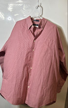 Load image into Gallery viewer, Nautica Mens Red Gingham Print Cotton Collared Long Sleeve Dress Shirt Size 17.5
