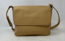 Load image into Gallery viewer, Charter Club Womens Beige Leather Inner Pockets Flap Crossbody Handbag

