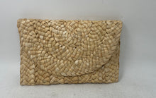 Load image into Gallery viewer, Unbranded Womens Beige Woven Straw Braided Flap Mini Clutch Purse
