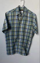 Load image into Gallery viewer, Cubavera Mens Blue Plaid Short Sleeve Spread Collar Button-Up Shirt Size S
