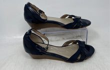 Load image into Gallery viewer, Giani Bernini Womens Navy Blue Leather Wedge Heel Ankle Strap Sandals Size 6M
