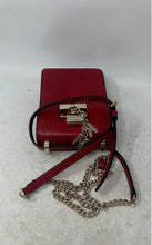 Load image into Gallery viewer, DKNY Womens Red Gold-Tone Leather Inner Divider Chain Strap Crossbody Purse
