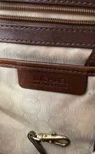 Load image into Gallery viewer, Michael Kors Womens Brown Monogram Print Charm Bottom Studs Shoulder Bag

