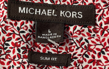 Load image into Gallery viewer, Michael Kors Mens Red Leaf Print Slim-Fit Short Sleeve Button-Up Shirt Size L
