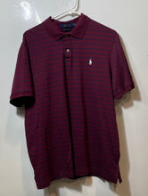 Load image into Gallery viewer, Polo Ralph Lauren Mens Burgundy Striped Pima Soft Touch Polo Shirt Size Large

