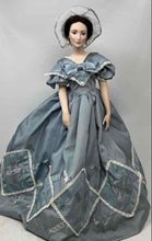 Load image into Gallery viewer, Franklin Heirloom Blue Dress White Lace Trim Victorian Style Collector Doll
