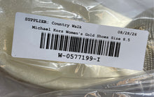 Load image into Gallery viewer, Michael Kors Womens Gold Leather Wedge Espadrille Thong Sandals Size 8.5M
